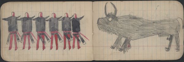 ANIMALS: BUFFALO; GROUP: Six Men in a Row Dance