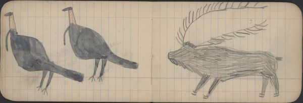 ANIMAL: Elk; BIRD: Two Tom Turkeys