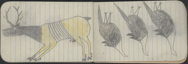 ANIMAL, ELK; BIRDS, 3 TURKEYS
