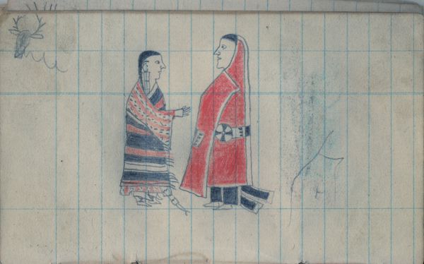 Couple greeting; Navajo blanket and name glyph | Blue & Gray couple hooded