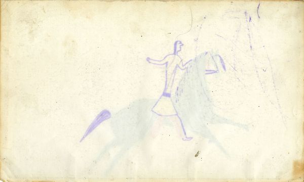 Blank - purple ink bleed through from rear endpaper recto and inside cover