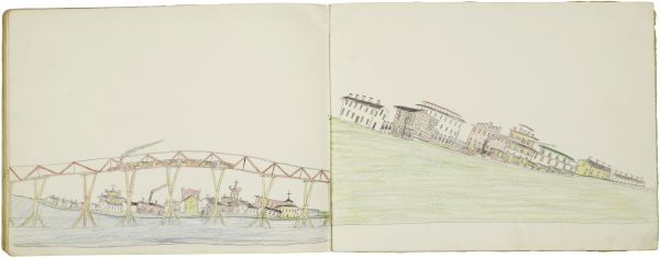 Train crossing the Mississippi | Train at a station