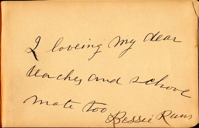 Rosebud School Album: Plate 25 Writing sample - Bessie Runs